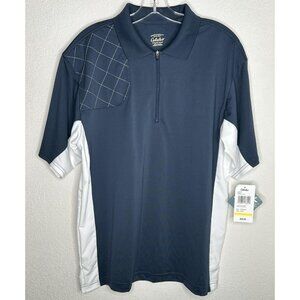 Cabela's Polo Shirt Mens Medium Blue Wick Advance 1/4 Zip Colorblock Hunting
